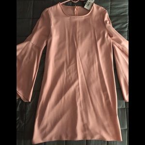 Chic Blush Pink Flare Sleeve Mini Dress